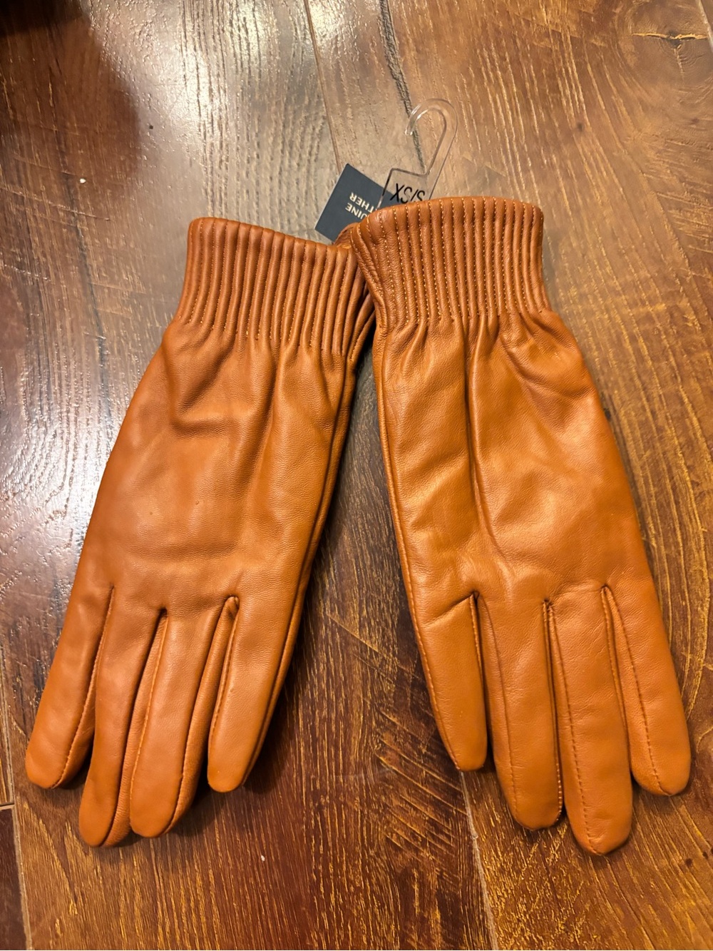 Universal Thread Tan Leather Ribbed-Cuff Gloves
